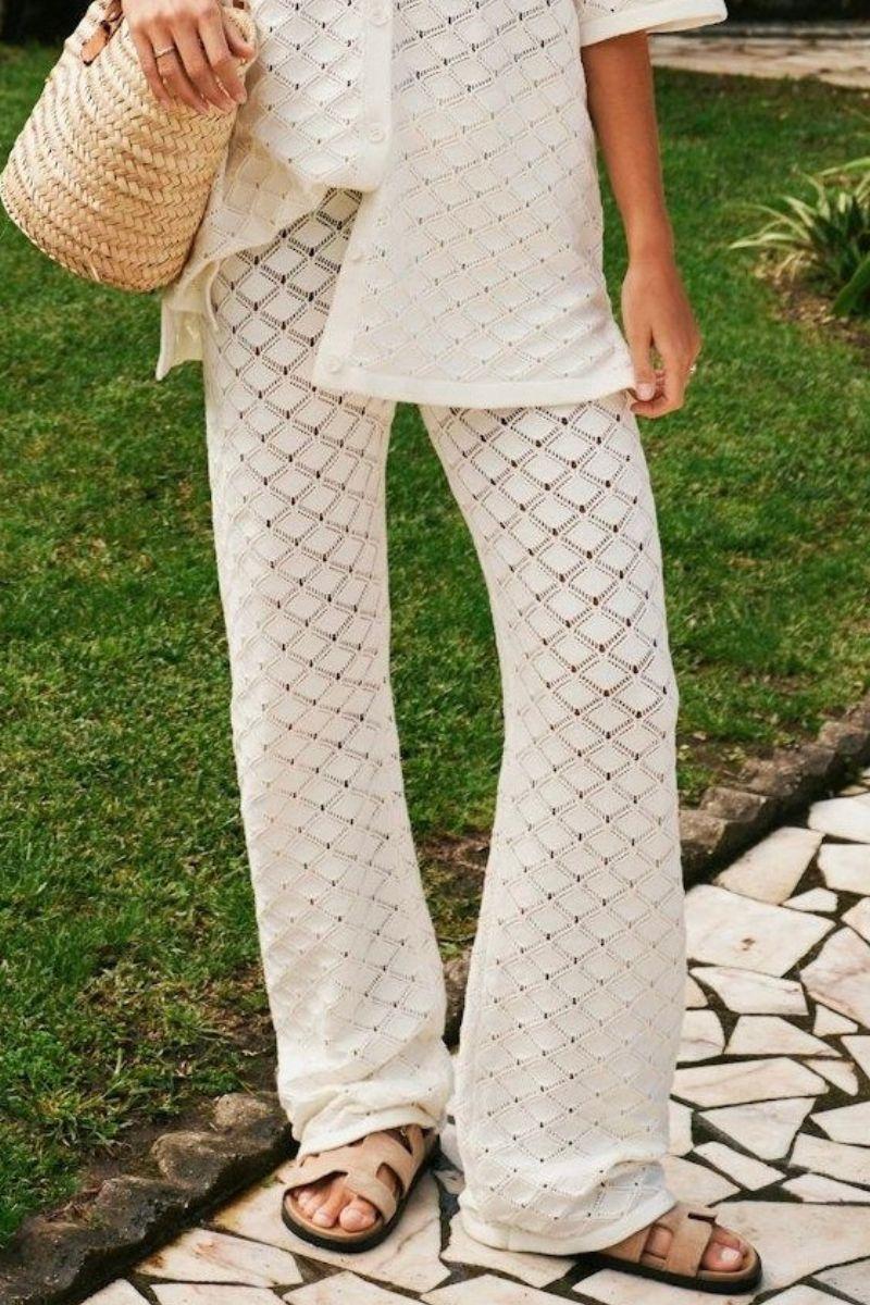 Rizzy Crochet Pants | Off White | Strik fra Neo Noir