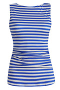 Alma Turn Top | Stripe Ivory Cobolt