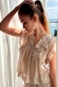 Jayla S Voile Top 159881 | Sand