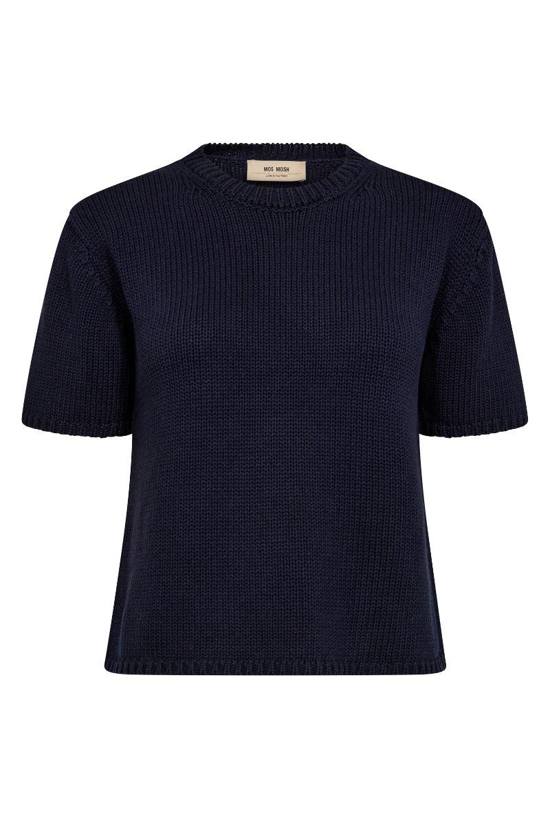 Arin SS Cotton Knit | Maritime Blue | Strik fra Mos Mosh