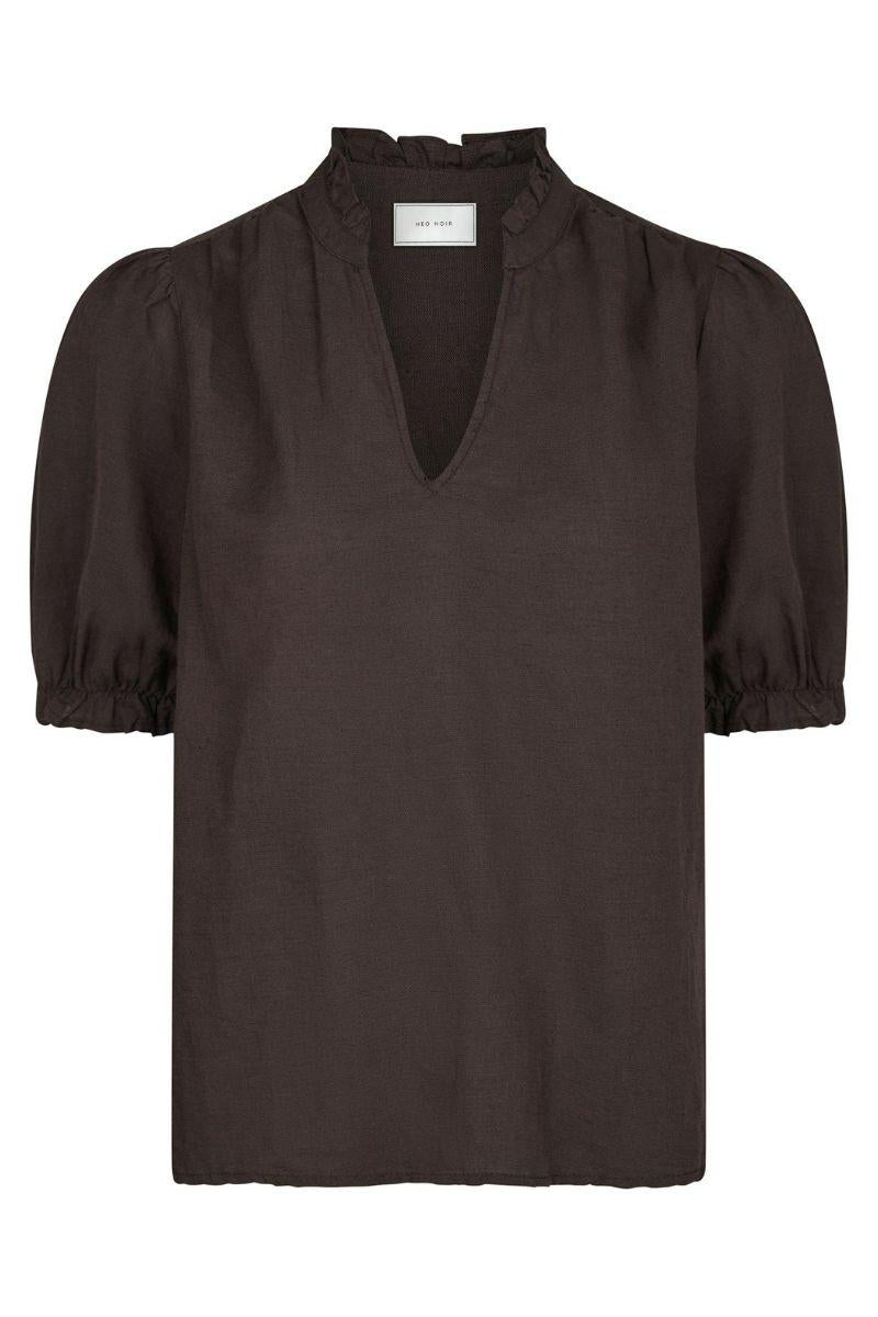 Odesa Linen Blouse | Dark Brown | Bluse fra Neo Noir