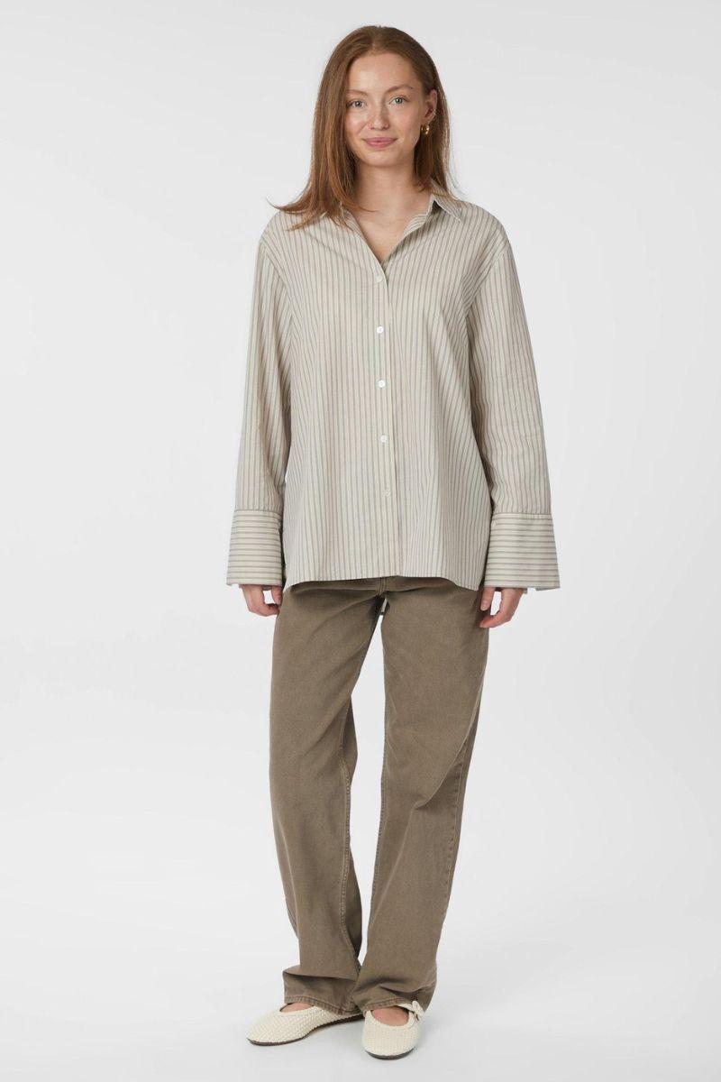 Dita Double Stripe Shirt | Creme | Bluse fra Neo Noir