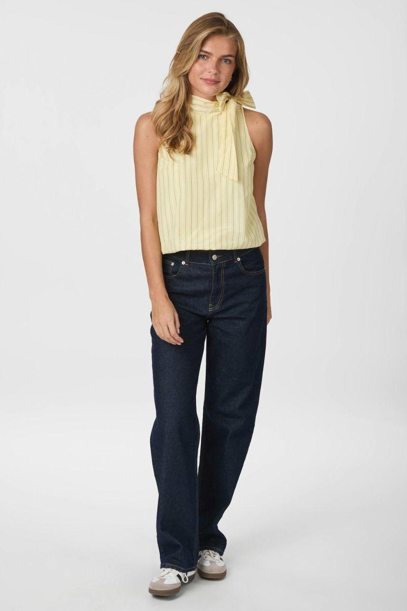 Veda Stripe Top | Light Yellow | Bluse fra Neo Noir