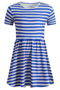 Alma Ss Babydoll Dress (Barn) | Stripe Ivory Cobolt