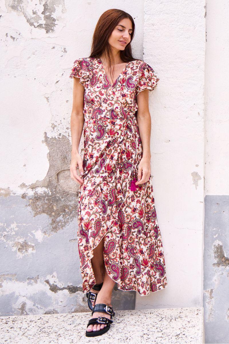 Luna Flared Wrap Dress | Vivid Rouge | Kjole fra Black Colour