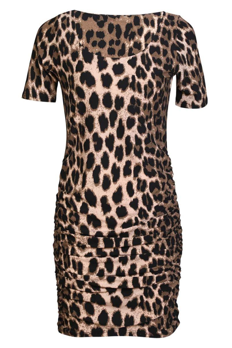 Alma Ss Turn Dress | Big Lux Leo Fossil | Kjole fra Liberté