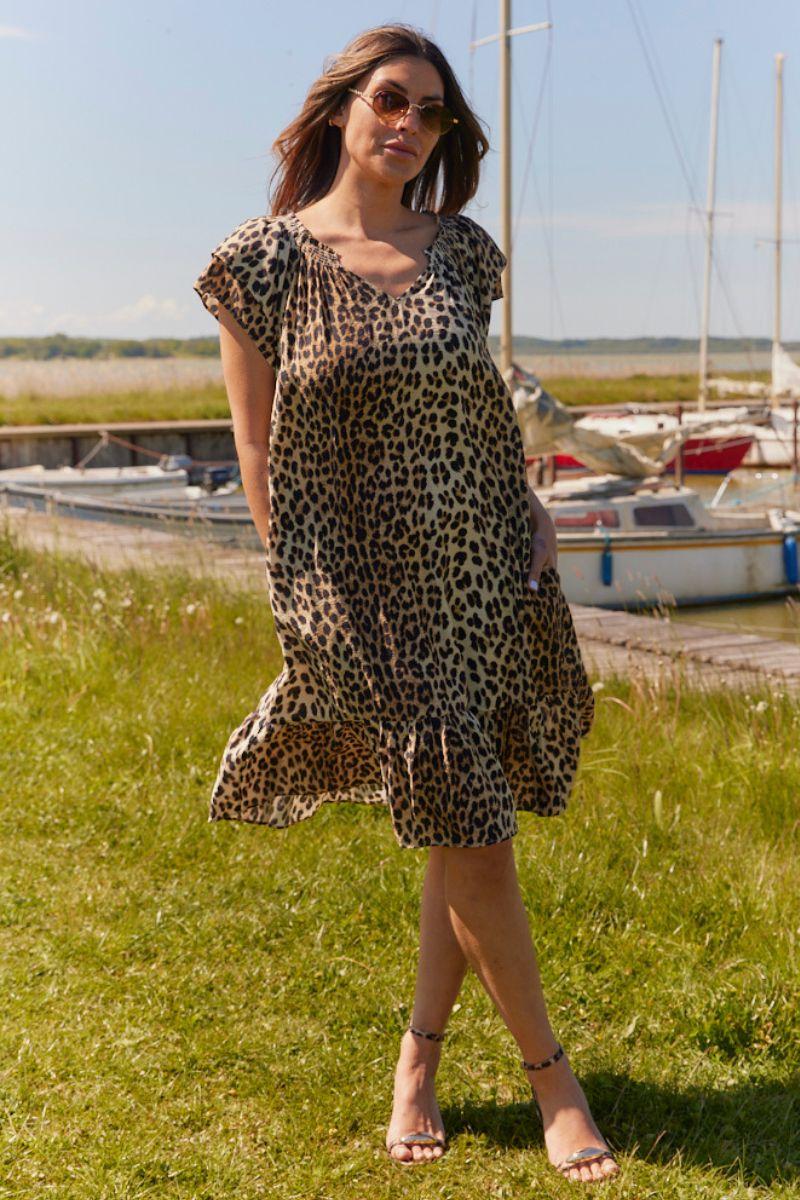 Sunrise Crop Lima Leo Dress 36538 | Khaki | Kjole fra Co'couture