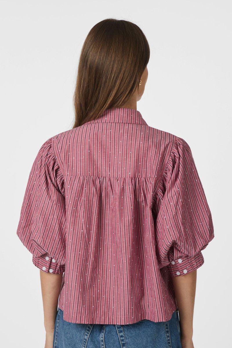 Etta Soft Stripe Stone Shirt | Dark Rose | Bluse fra Neo Noir