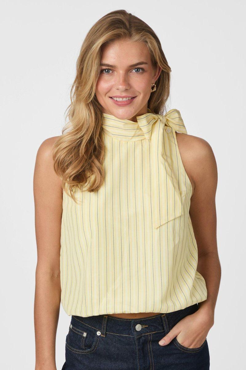 Veda Stripe Top | Light Yellow | Bluse fra Neo Noir