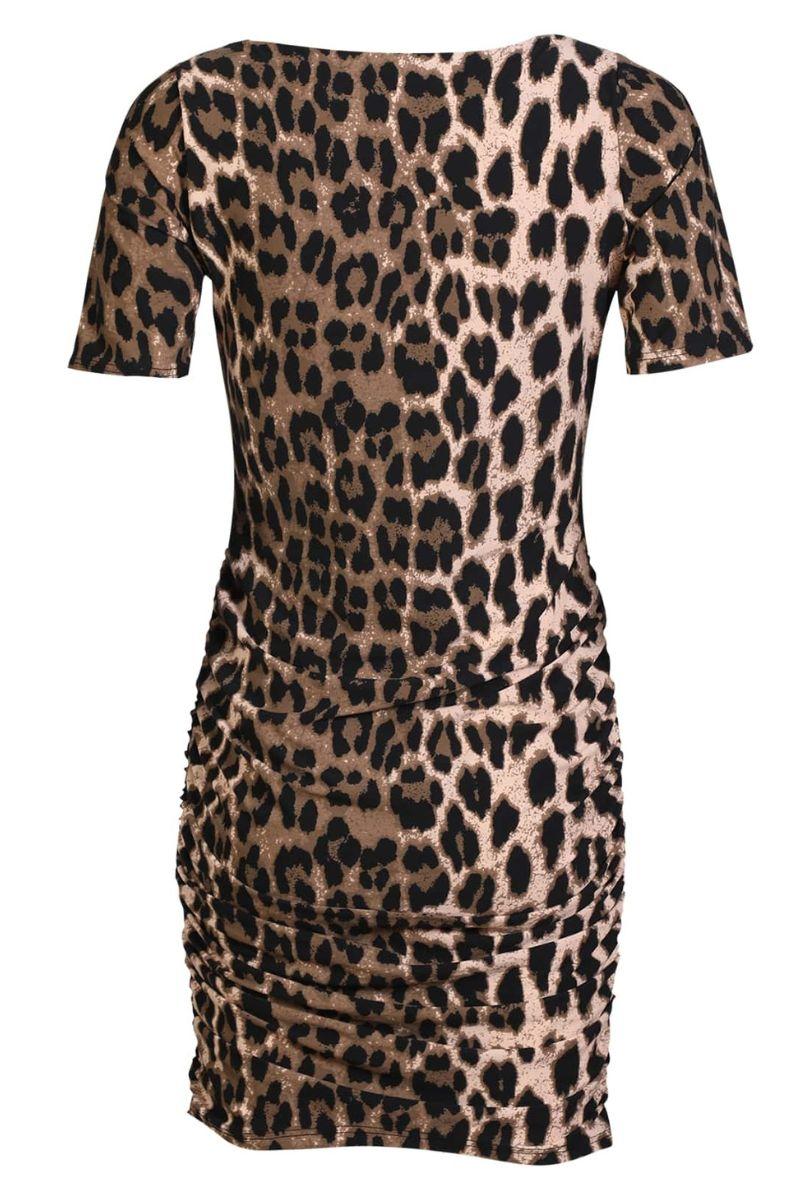 Alma Ss Turn Dress | Big Lux Leo Fossil | Kjole fra Liberté