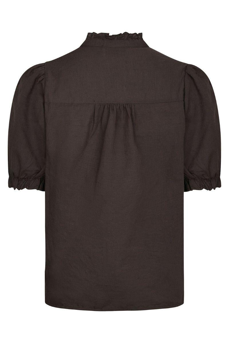 Odesa Linen Blouse | Dark Brown | Bluse fra Neo Noir