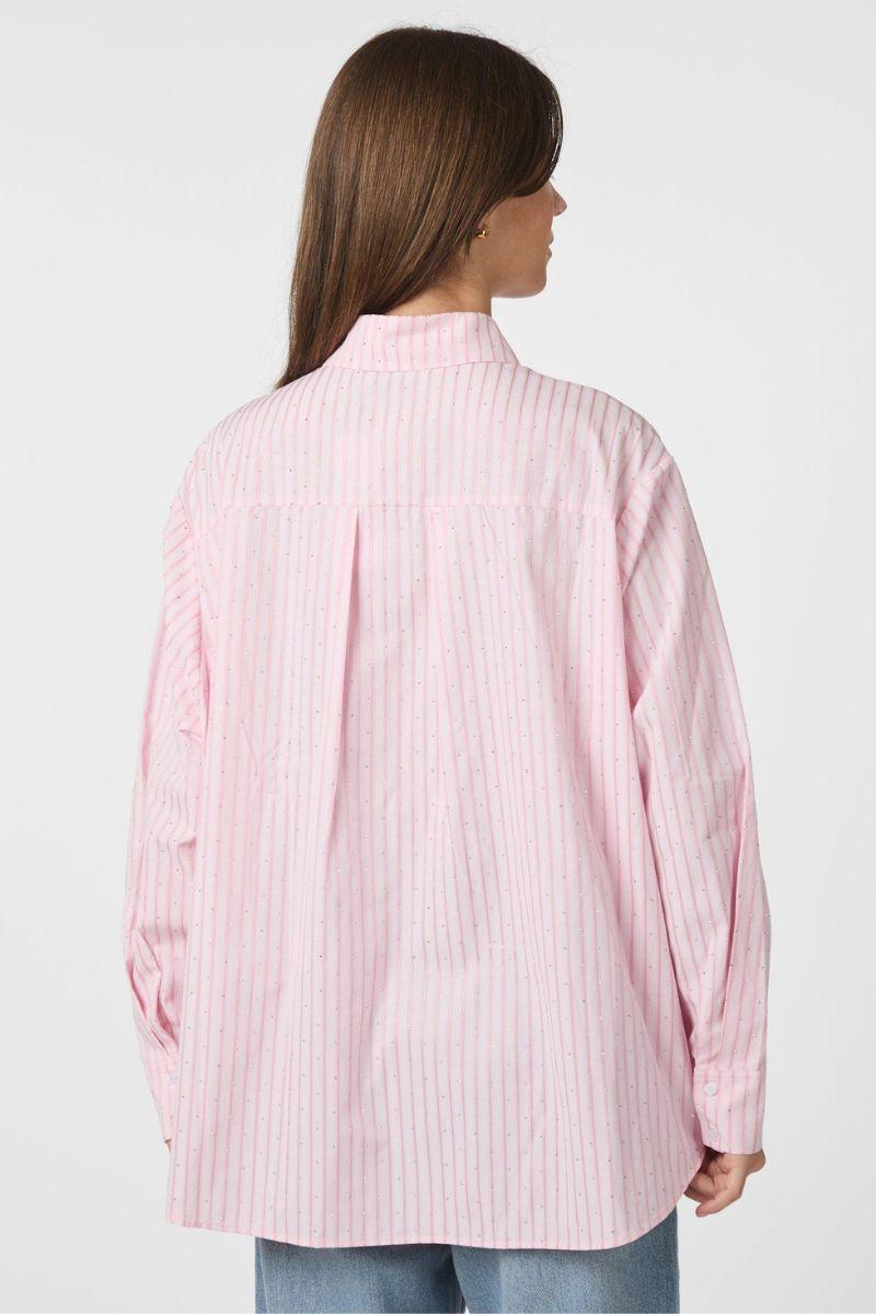 Dalma Soft Stripe Stone Shirt | Pink | Bluse fra Neo Noir
