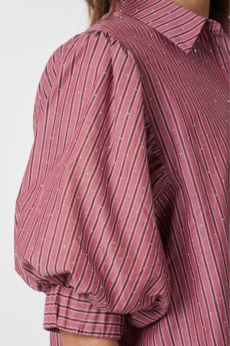 Etta Soft Stripe Stone Shirt | Dark Rose | Bluse fra Neo Noir