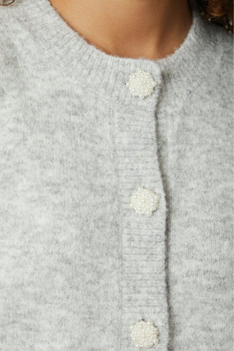 Trudy Deco Knit Cardigan | Light Grey Melange | Strik fra Neo Noir