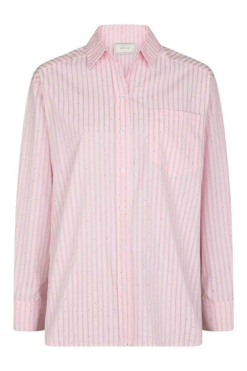 Dalma Soft Stripe Stone Shirt | Pink | Bluse fra Neo Noir