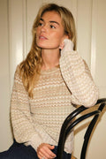 Dito Chevron Stickad Blus | Ljusbrun