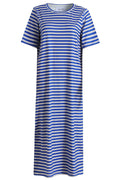 Alma Tshirt Klänning | Stripe Ivory Cobolt