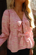 Manni Ls V-ringad blus | Bubblegum Zebra