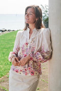 Calloma blommig blus | Elfenbensvit