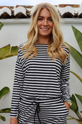 Alma Ls Topp | Svart Creme Randig