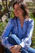 Massima Paisley Border Blus | Ljusblå