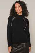 Zora Bead High Neck Stickad | Svart