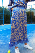 Tia Long Frill Kjol | Cobolt Blue Mix