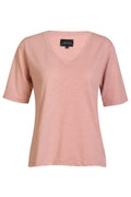 Ulla Ss V-ringad T-shirt | Dusty Rose