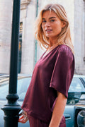 Largo Heavy Sateen Blus | Bourgogne