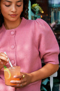 Trudy Stickad Kofta | Rosa