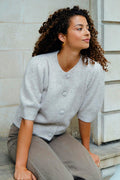 Trudy Stickad Kofta | Beige Melerad