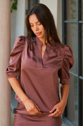 Roella Heavy Sateen Blus | Mörk ros