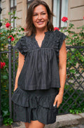 Jayla Denim Topp | Svart