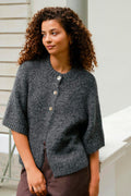 Benuta Fluffig Stickad Kofta | Antracit Melange