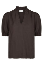 Odesa Linen Blouse | Dark Brown | Bluse fra Neo Noir