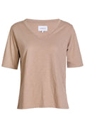 Ulla Ss V-ringad T-shirt | Mörk Sand