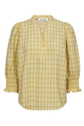 Mango Rutig Ss Blus 35937 | Pastellgul