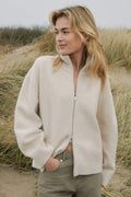 Asley Zip Stickad Kofta | Elfenben
