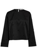 Klöverprickig blus 35914 | Svart