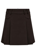 Luna Pocket Plisserad Minikjol 34223 | Mörkbrun