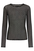 Mesh Ls Glitter T-shirt | Svart Silver Hjärta