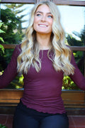 Natalia Ls Rundhalsad Blus | Bordeaux