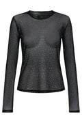 Mesh Ls Glitter T-shirt | Svart Silverprickig