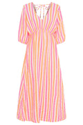 Andrea Klänning | Randig Fuxia Orange