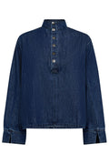 Azmina Denim Placket Blus 35948 | Denim blå