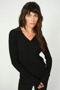 Relena Rib Stickad Polo | Svart