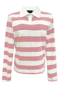 Polo Ls T-shirt | Rosa Vit Randig