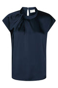 Fleurig draperad satinblus | Marinblå