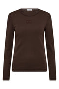 Mormor Broderad Längd T-shirt 33180 | Mörkbrun