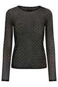 Mesh Ls Glitter T-shirt | Svart Guld Hjärta